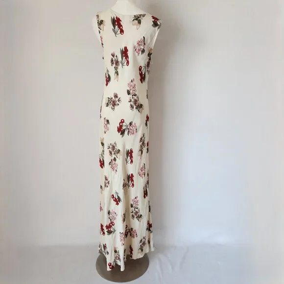 Vintage Y2K  NC Love USA Made Rayon Chiffon Sherry Floral Maxi Dress Sleeveless - Picture 5 of 10